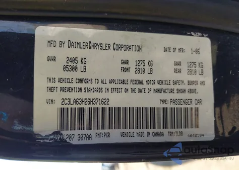 2006 Chrysler 300C из США, поврежденный, VIN 2C3LA63H26H371622